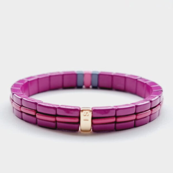 Emaille armband LabelSix aubergine paars